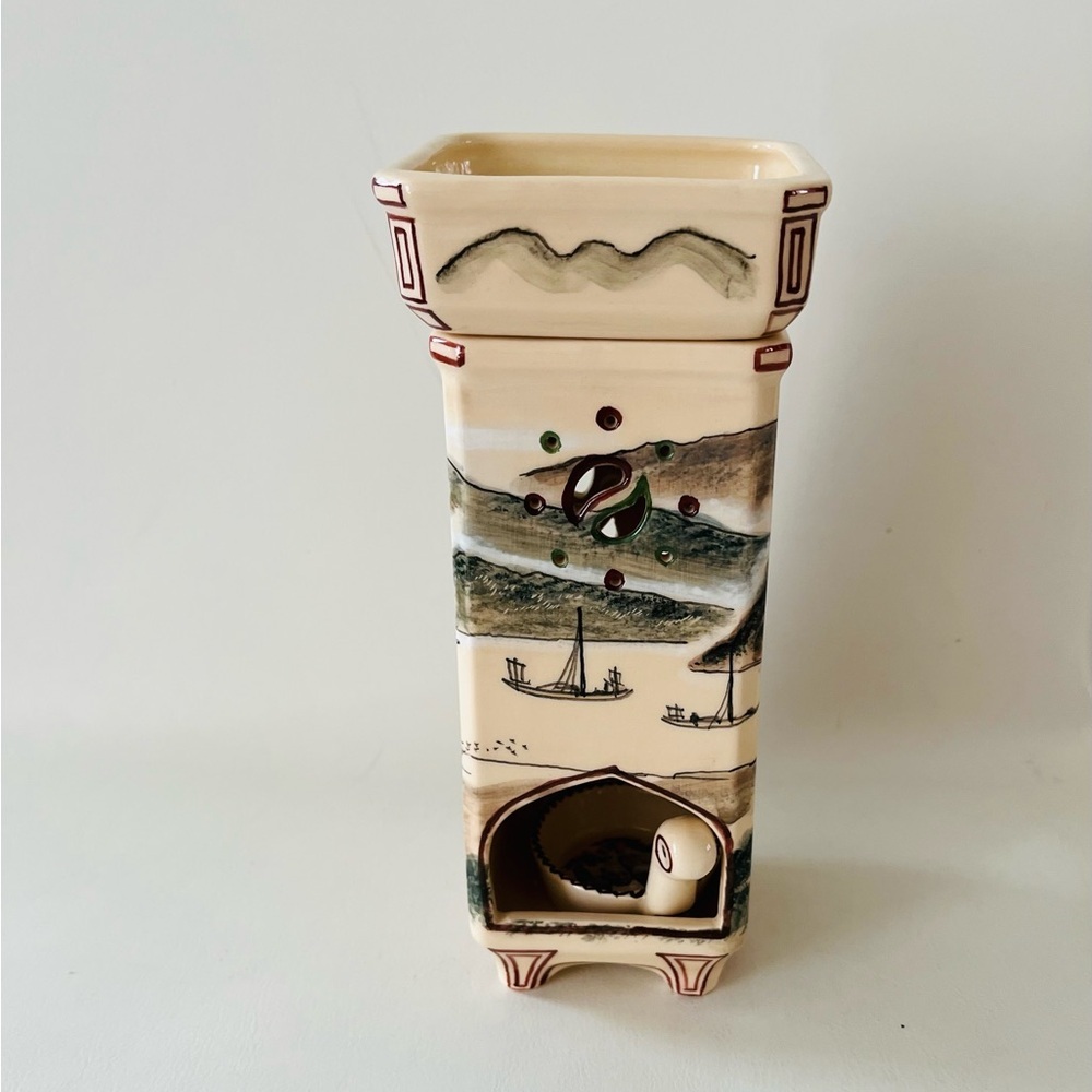 Handcrafted Ceramic Incense Holder with Scenic Design